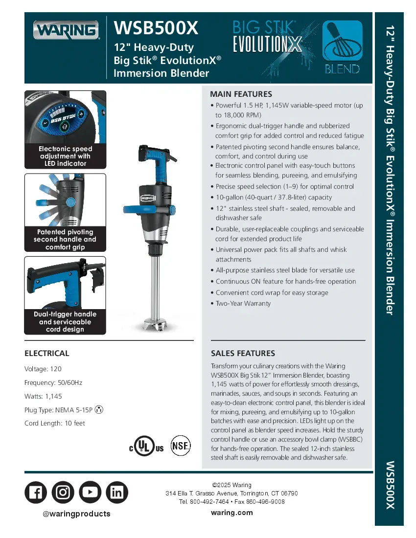Warig Waring WSB500X Heavy-Duty Big Stix® EvolutionX® Immersion