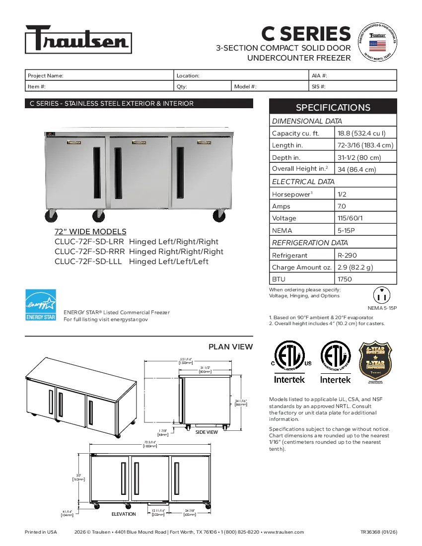 traulsen-cluc-72f-sd-lrrspecsheet.pdf