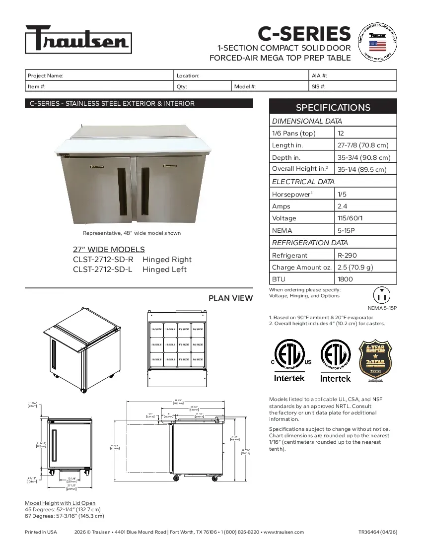 traulsen-clst-2712-sd-lspecsheet.pdf