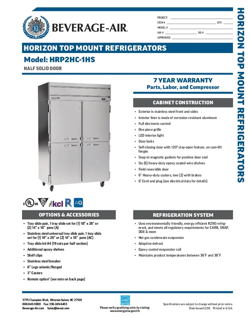 beverage-air-hrp2hc-1hsspecsheet.pdf