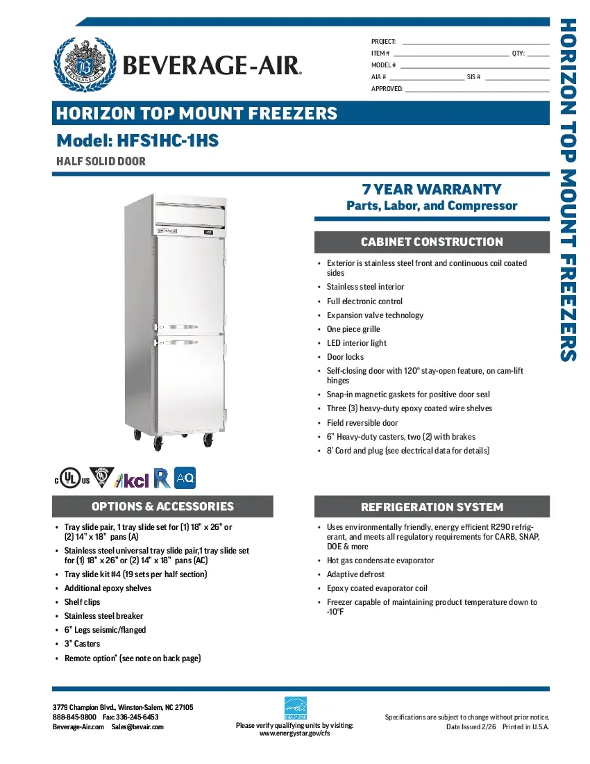 beverage-air-hfs1hc-1hsspecsheet.pdf