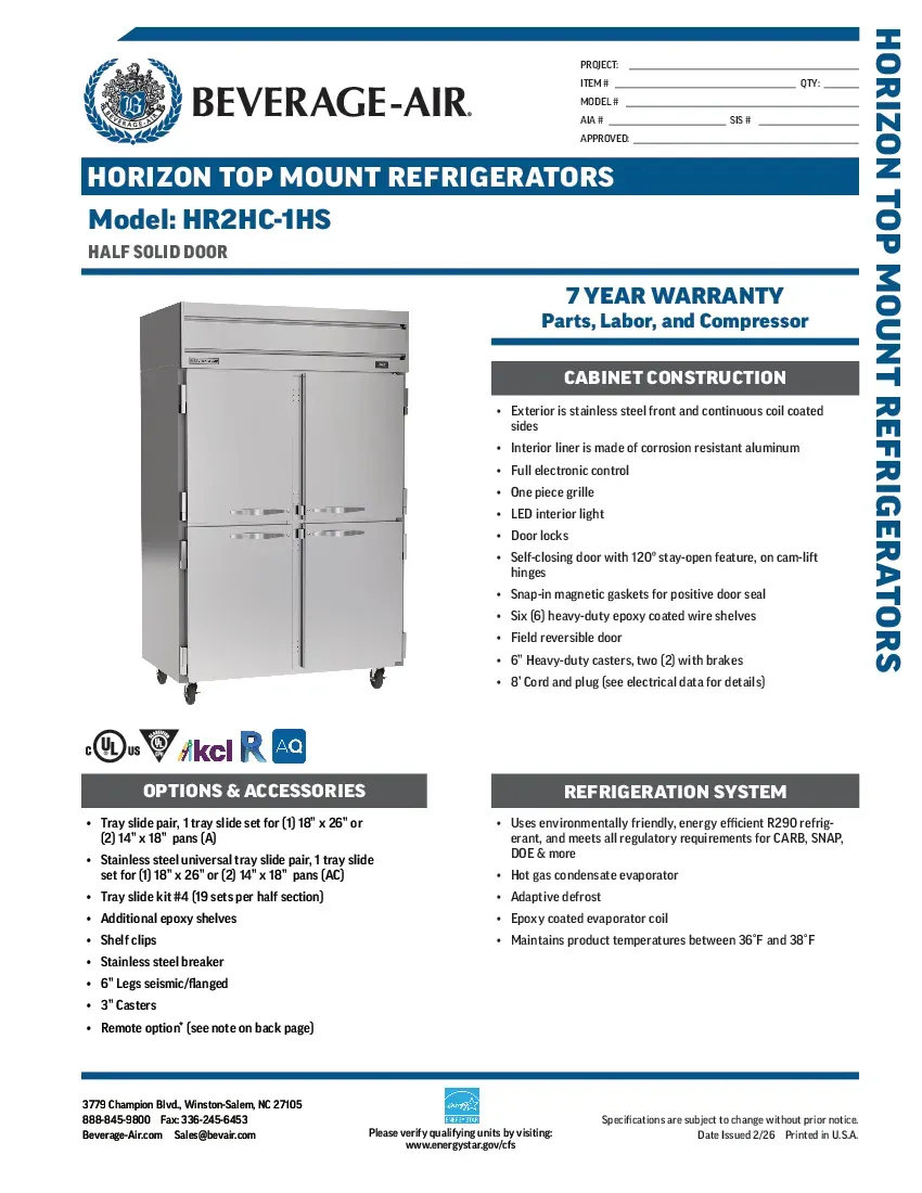 beverage-air-hr2hc-1hsspecsheet.pdf