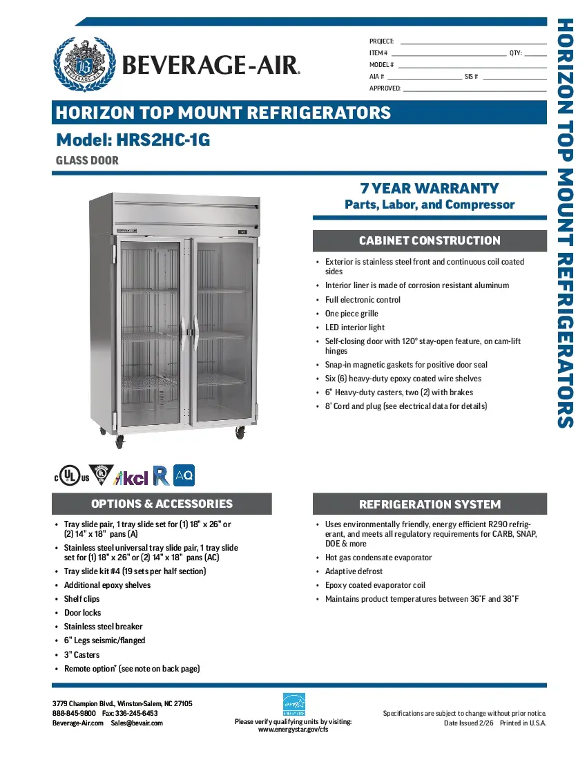 beverage-air-hrs2hc-1gspecsheet.pdf