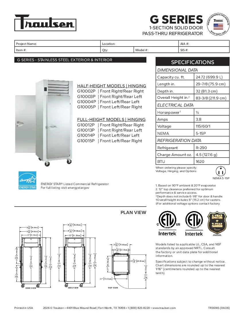 traulsen-g10002pspecsheet.pdf