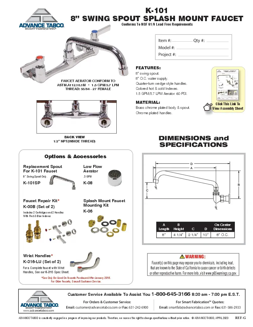 advance-tabco-k-101spspecsheet.pdf
