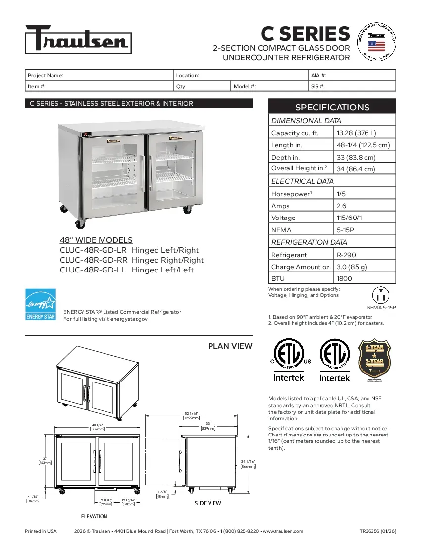 traulsen-cluc-48r-gd-rrspecsheet.pdf