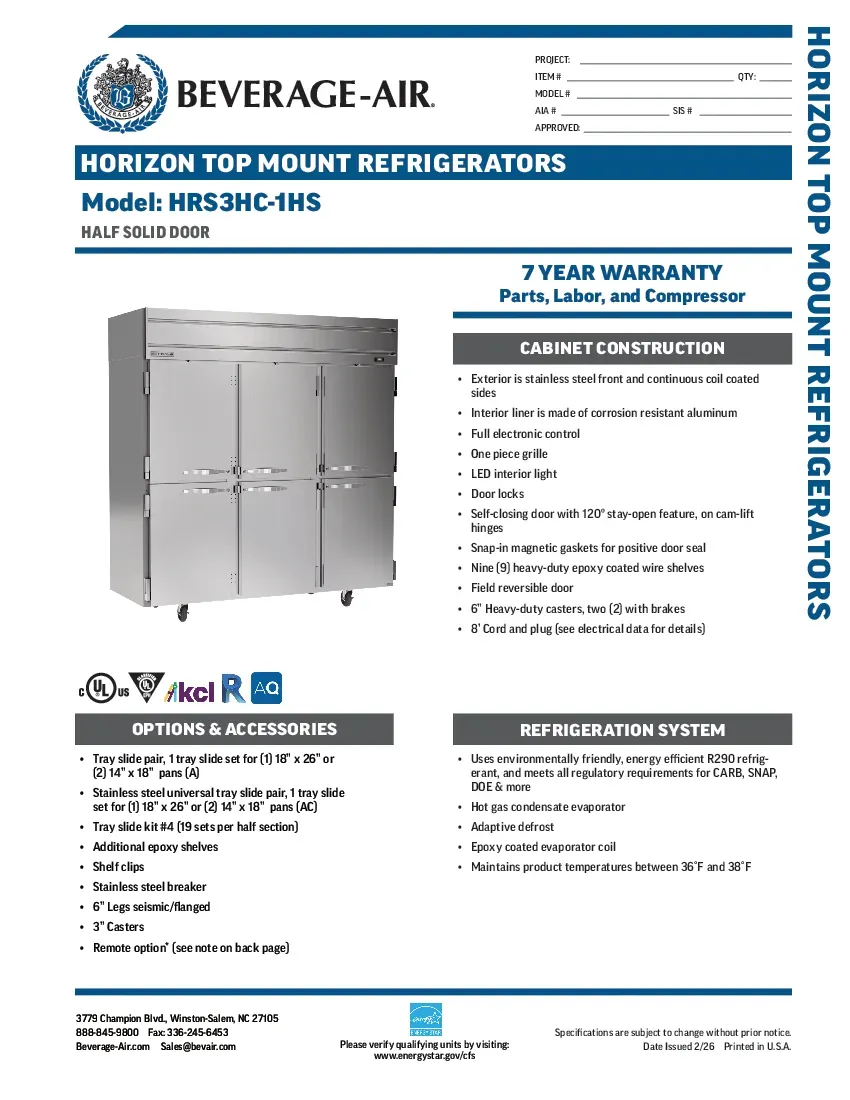 beverage-air-hrs3hc-1hsspecsheet.pdf