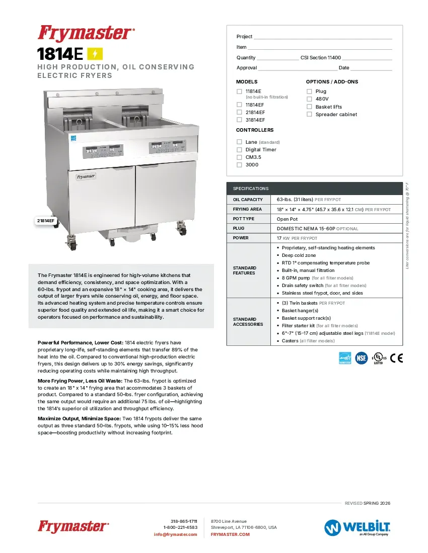 frymaster-11814efspecsheet.pdf