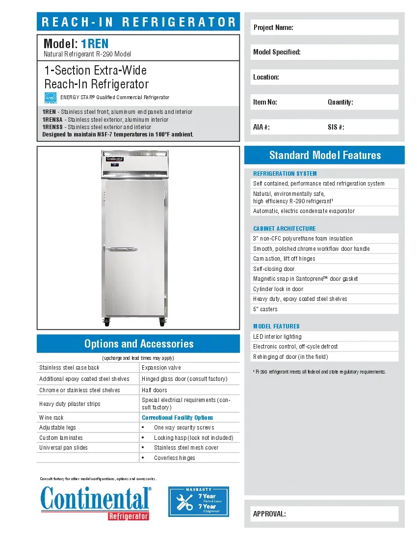 continental-refrigerator-1renspecsheet.pdf