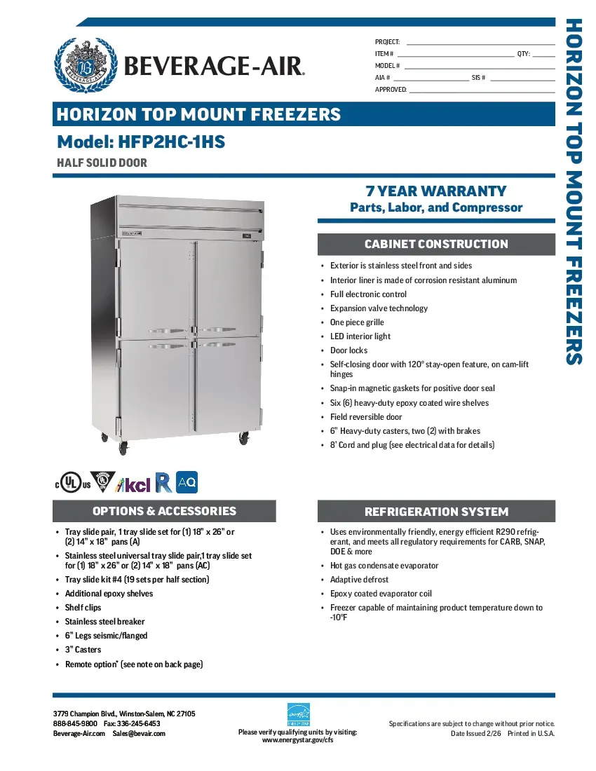 beverage-air-hfp2hc-1hsspecsheet.pdf