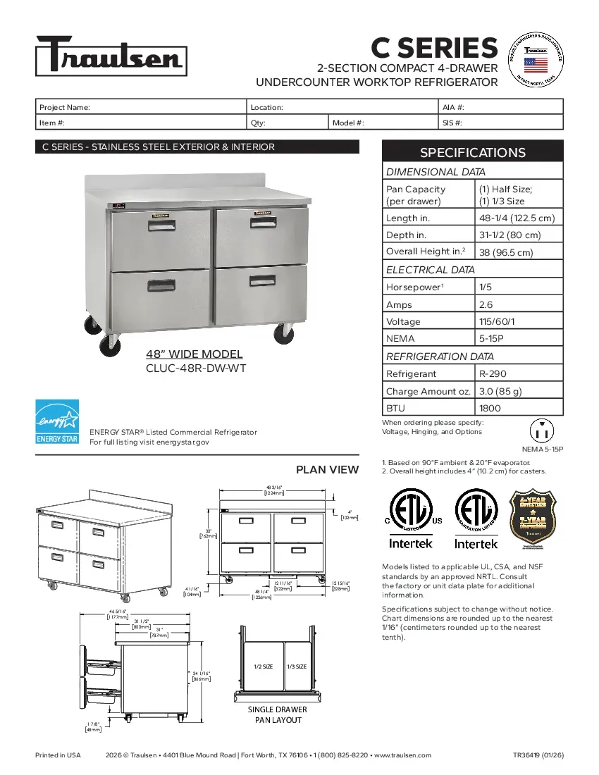 traulsen-cluc-48r-dw-wtspecsheet.pdf