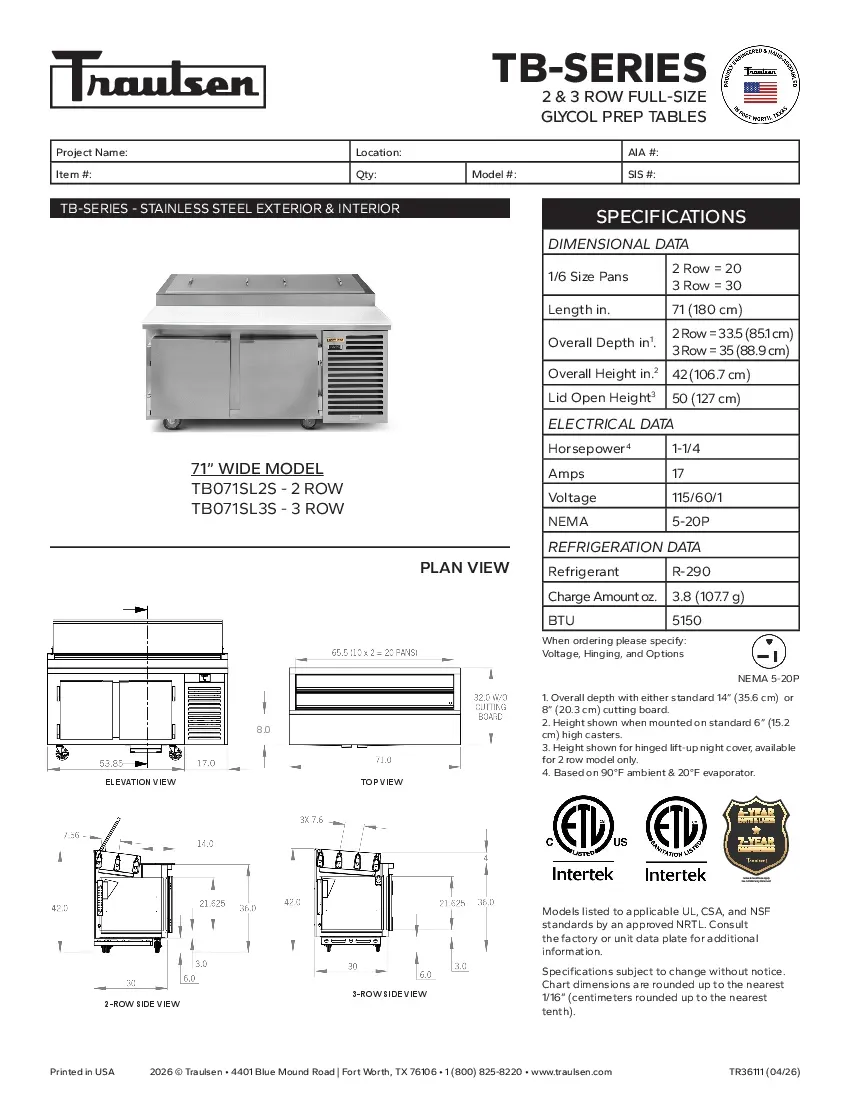 traulsen-tb071sl2sspecsheet.pdf