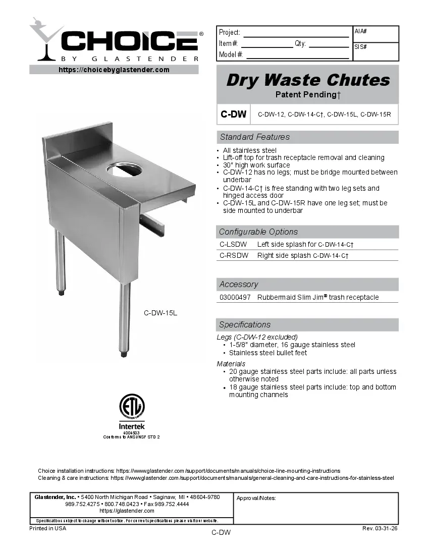 glastender-c-dw-14-cspecsheet.pdf