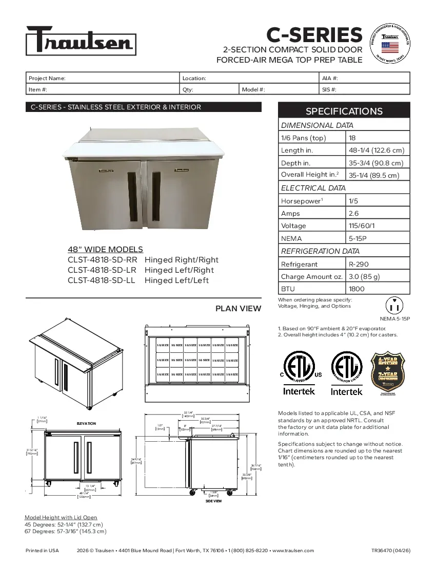 traulsen-clst-4818-sd-rrspecsheet.pdf