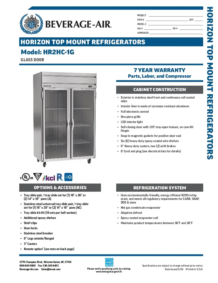 beverage-air-hr2hc-1gspecsheet.pdf