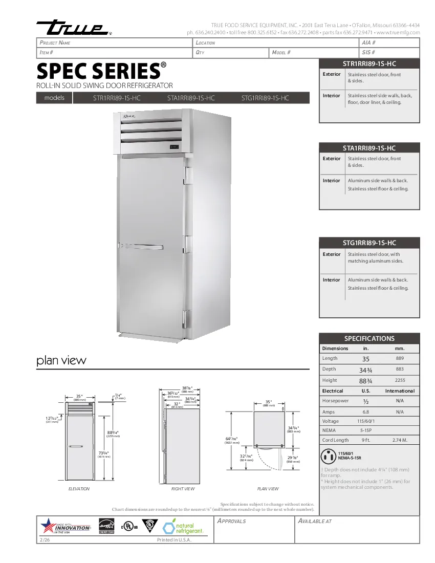 true-sta1rri89-1s-hcspecsheet.pdf
