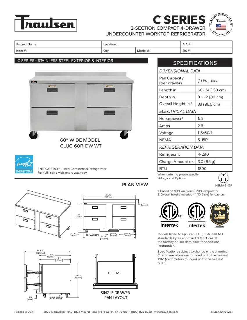 traulsen-cluc-60r-dw-wtspecsheet.pdf