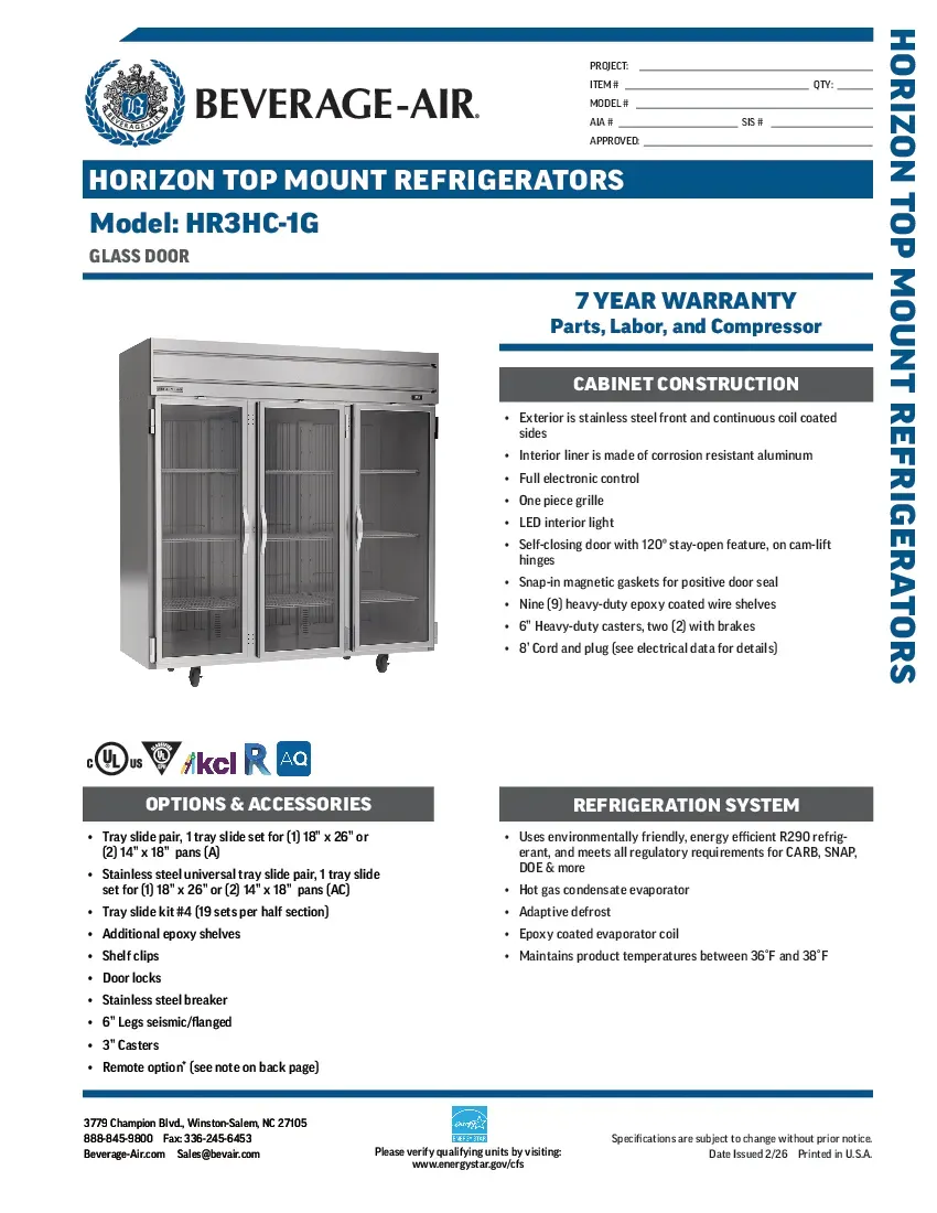 beverage-air-hr3hc-1gspecsheet.pdf