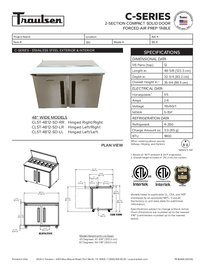 traulsen-clst-4812-sd-lrspecsheet.pdf