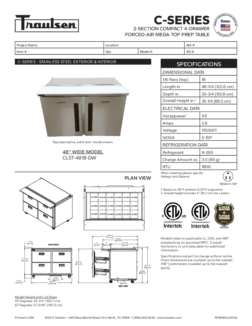 traulsen-clst-4818-dwspecsheet.pdf