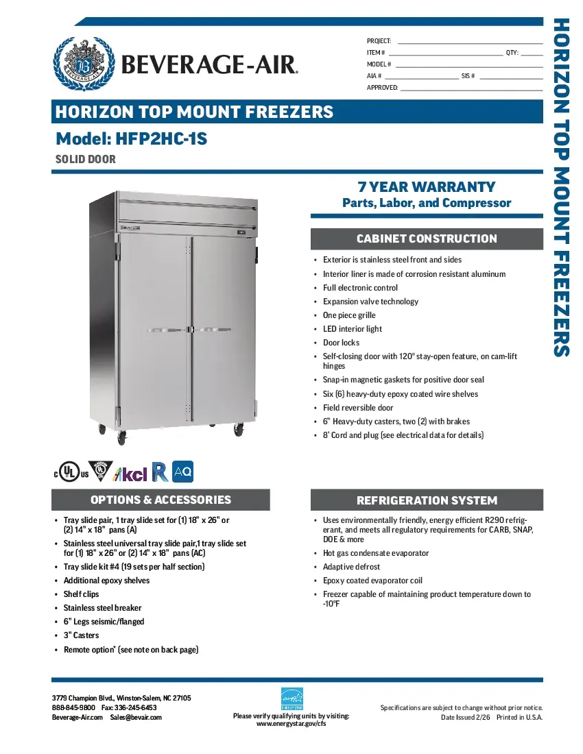 beverage-air-hfp2hc-1sspecsheet.pdf