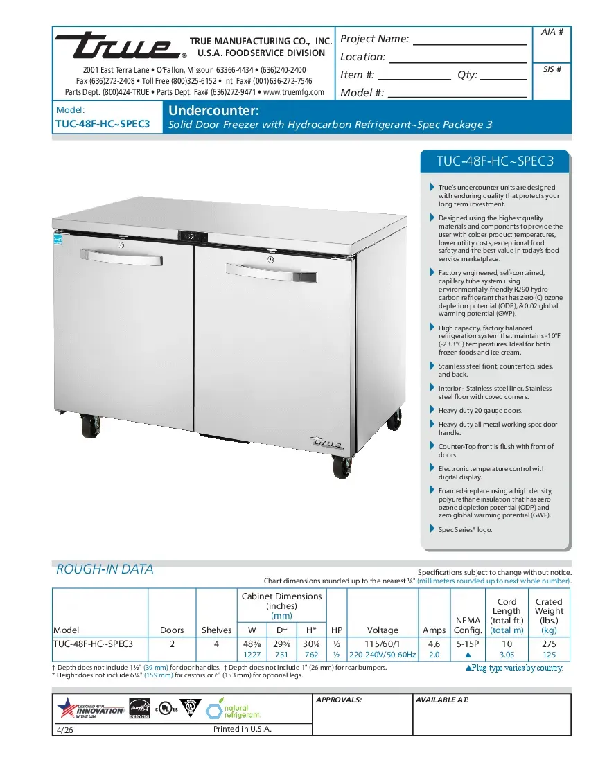 true-tuc-48f-hc-spec3specsheet.pdf