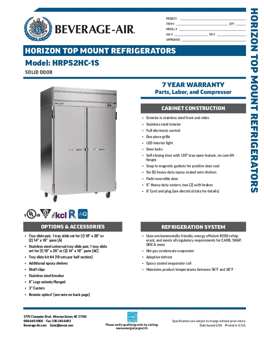 beverage-air-hrps2hc-1sspecsheet.pdf
