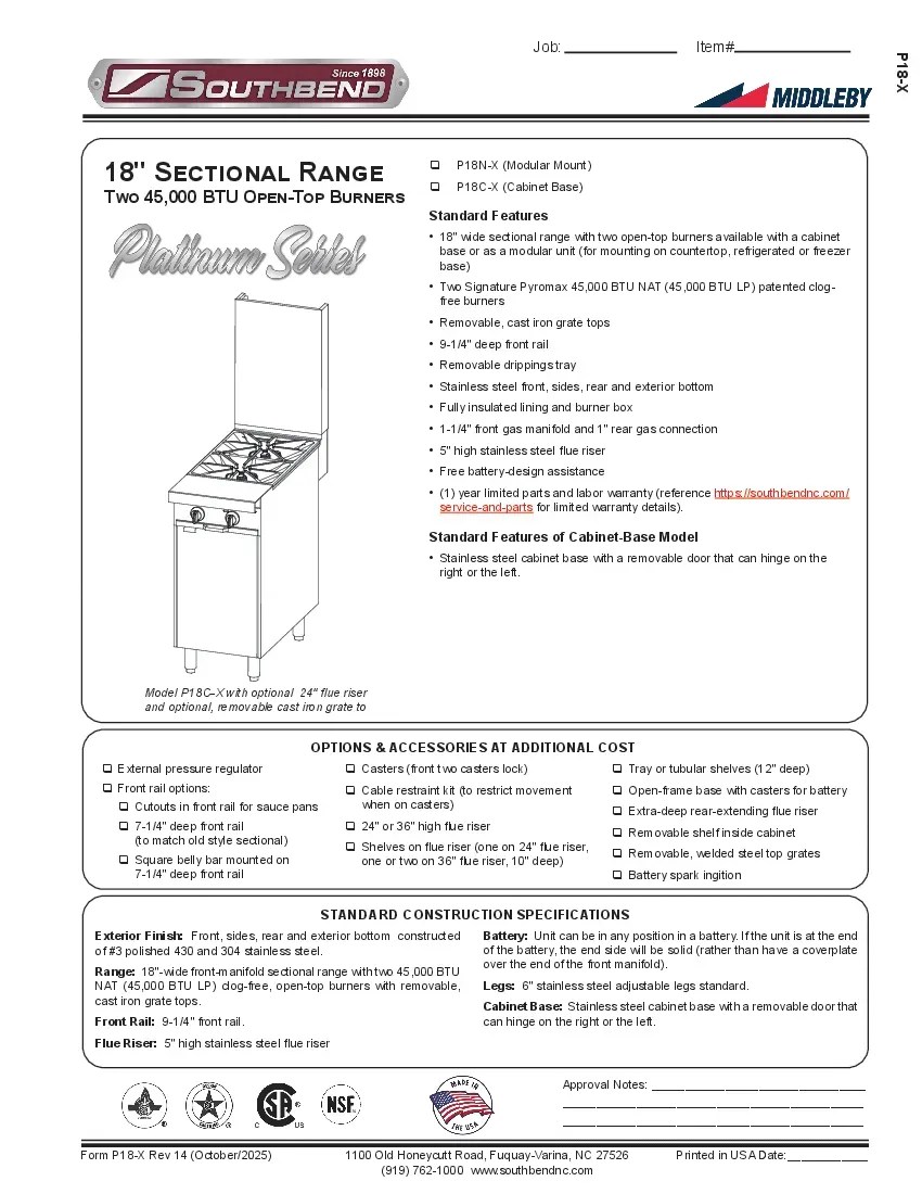 southbend-p18c-xspecsheet.pdf