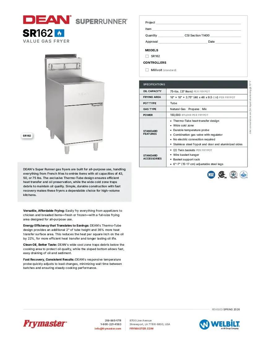 frymaster-sr162gspecsheet.pdf