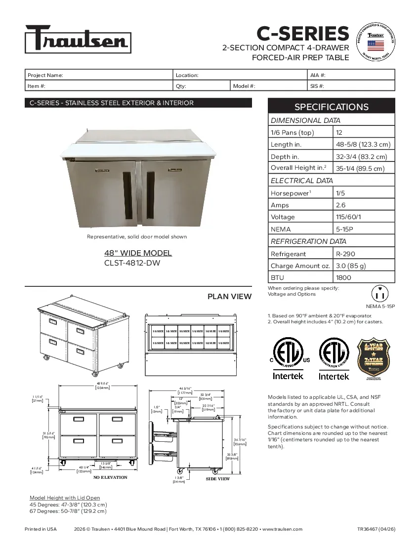 traulsen-clst-4812-dwspecsheet.pdf