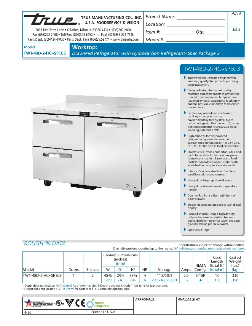 true-twt-48d-2-hc-spec3specsheet.pdf