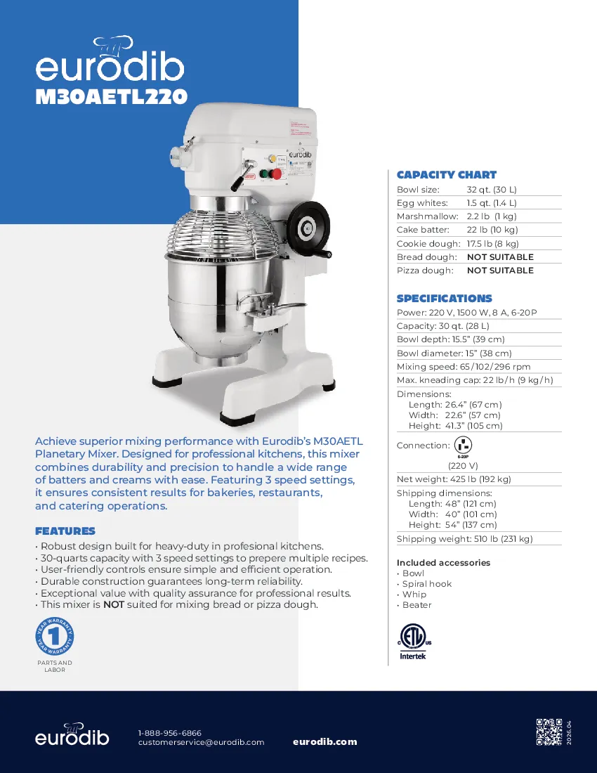 eurodib-m30aetl220specsheet.pdf