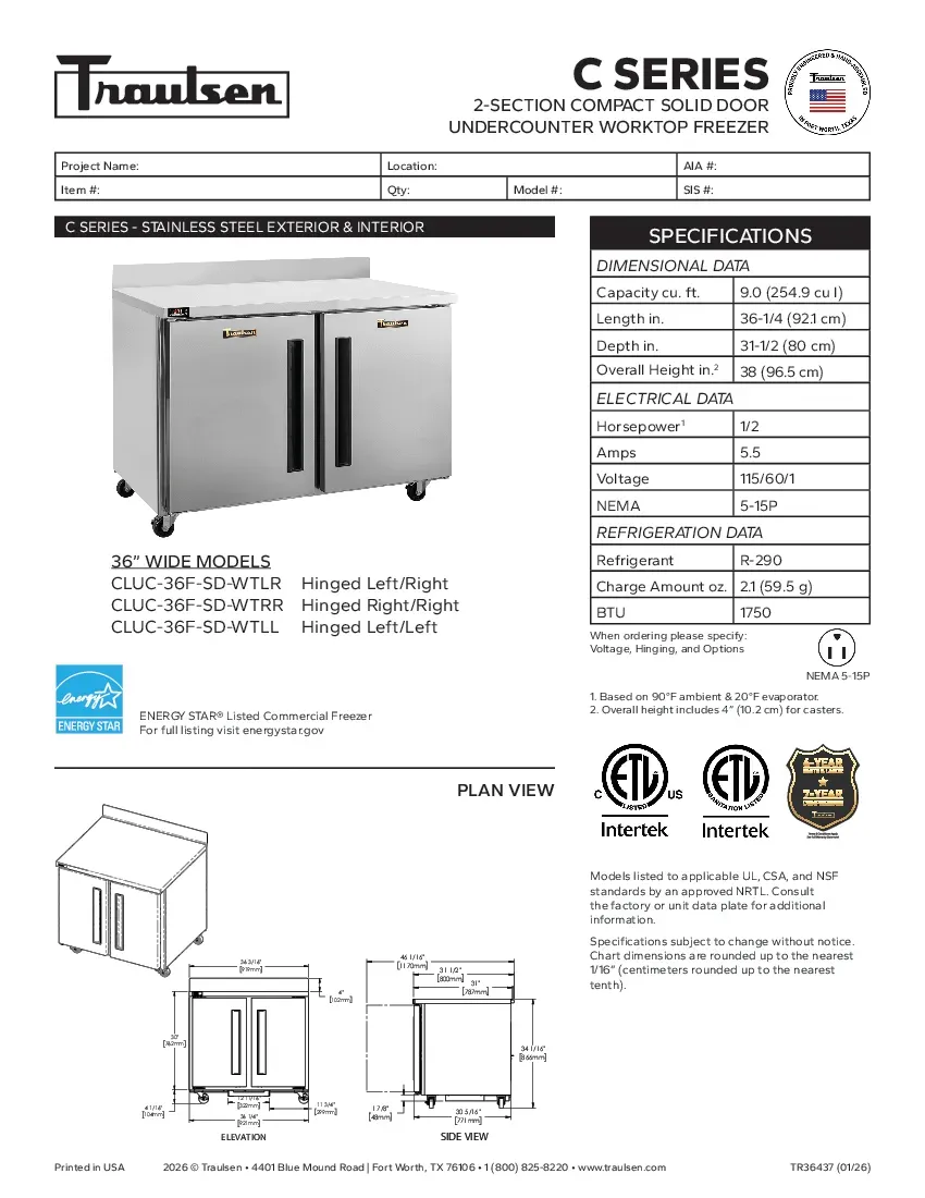 traulsen-cluc-36f-sd-wtlrspecsheet.pdf