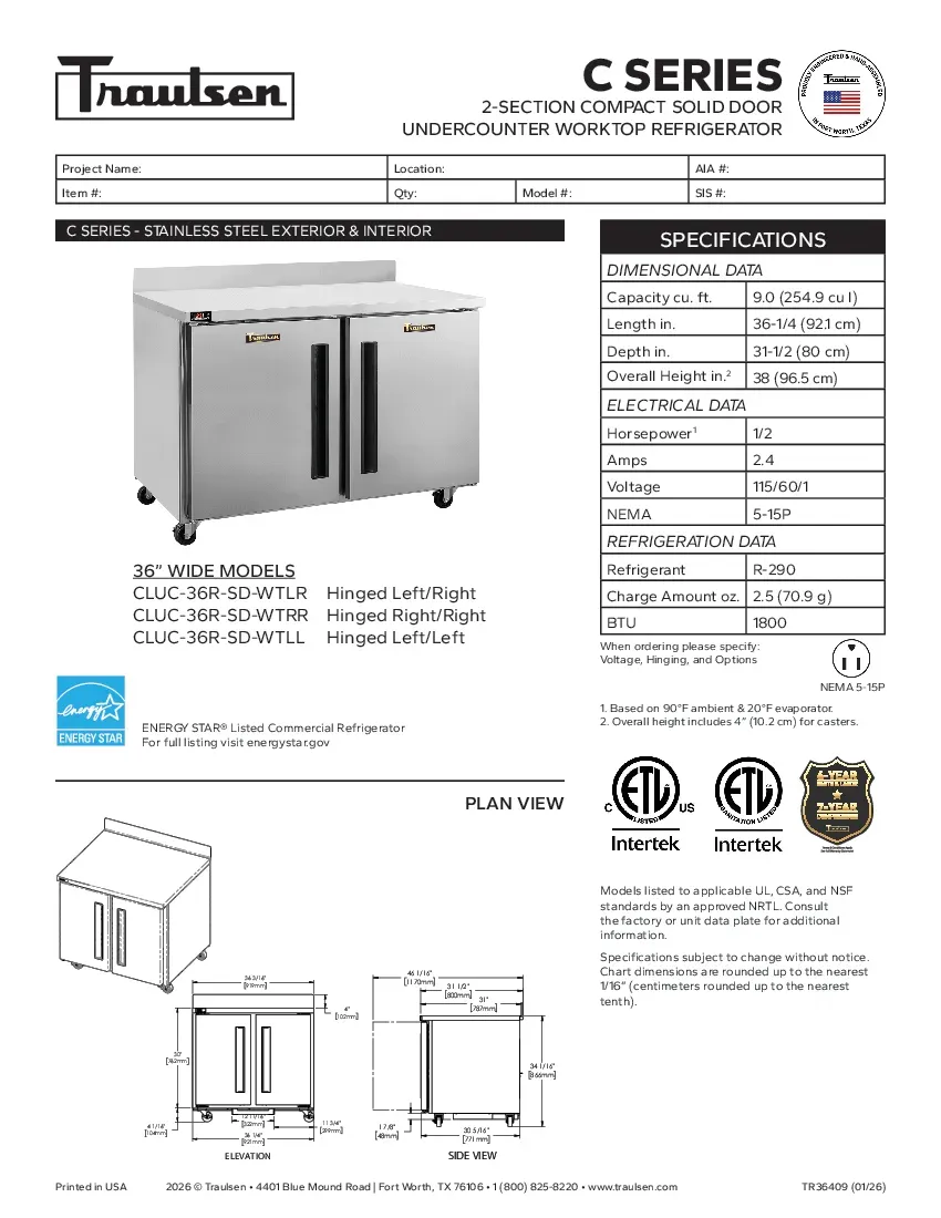 traulsen-cluc-36r-sd-wtllspecsheet.pdf