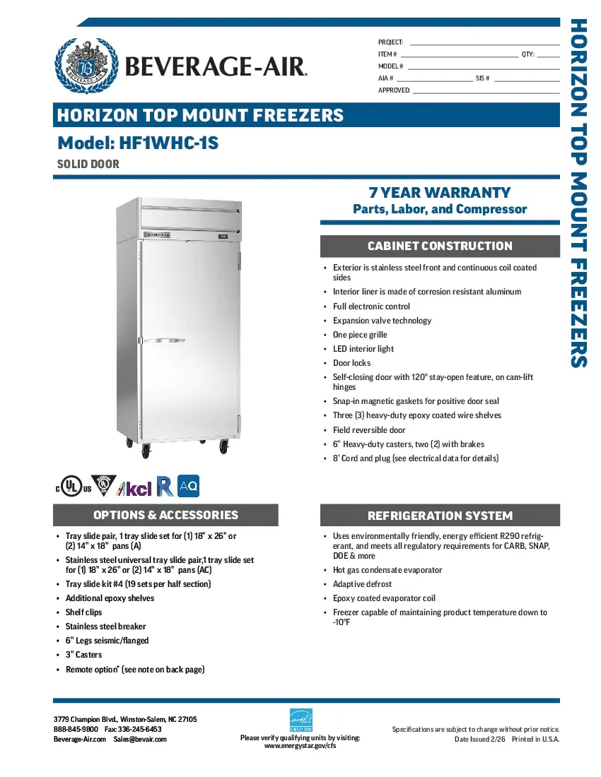 beverage-air-hf1whc-1sspecsheet.pdf