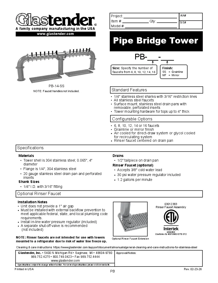 glastender-pb-8-ssspecsheet.pdf