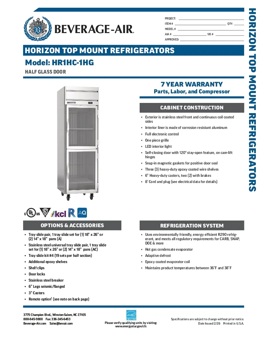 beverage-air-hr1hc-1hgspecsheet.pdf