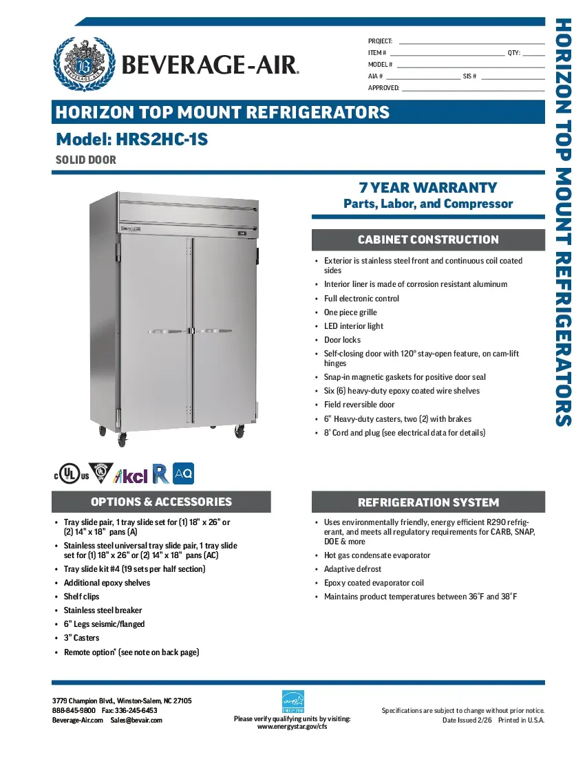 beverage-air-hrs2hc-1sspecsheet.pdf
