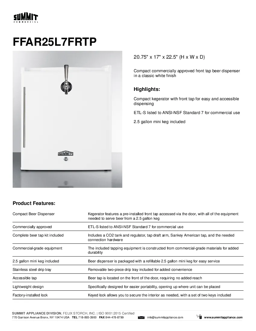 summit-commercial-ffar25l7frtpspecsheet.pdf