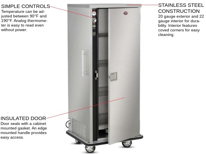 FWE / Food Warming Equipment Co., Inc. P-80 1 Door Heated Banquet Cabinet Holds up to 64-80 Plates, 120 Volts