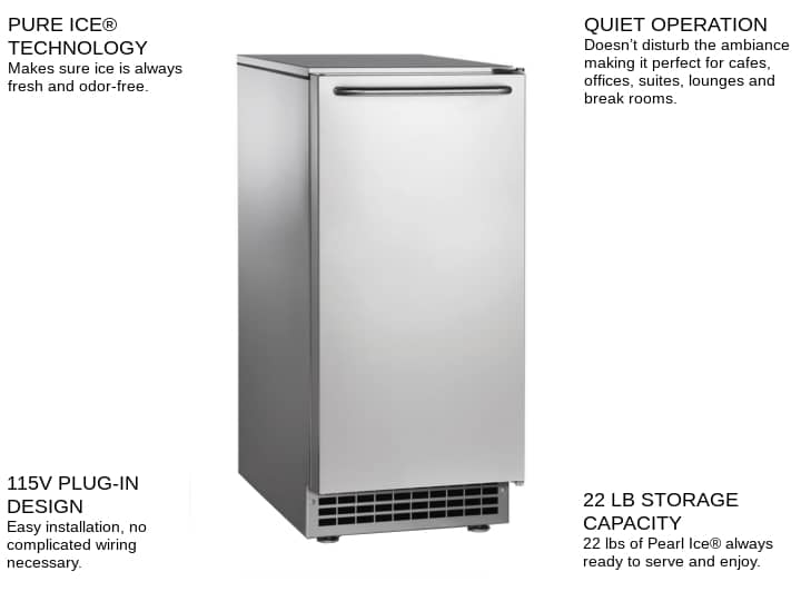 Ice-O-Matic GEMU090 14.88 Nugget Ice Maker with Bin, Nugget-Style - 50-100 lbs/24 Hr Ice Production, Air-Cooled, 115 Volts