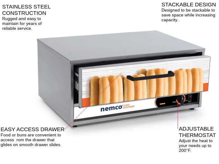 Nemco Food Equipment 8027-BW Moist Heat Bun/Food Warmer