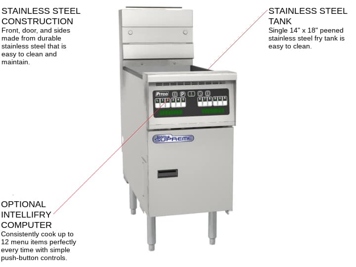 Pitco SSH60 Solstice Supreme&trade; 50-60 lb. Stainless Steel Gas Floor Model Full Pot Fryer with Solid State Controls - 80,000 BTU