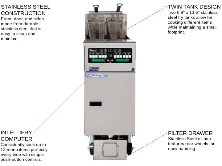 Pitco Frialator SSHLV14T-C/FD Solstice Supreme Reduced Oil Volume Fryer