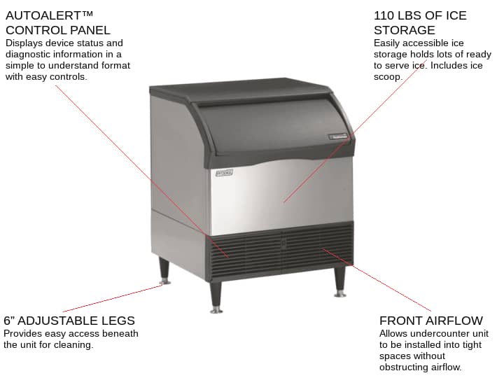 Scotsman CU3030SA-1 30 Half-Dice Ice Maker With Bin, Cube-Style - 200-300 lbs/24 Hr Ice Production, Air-Cooled, 115 Volts