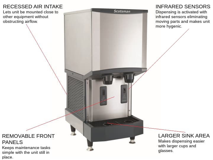 Scotsman HID312A-1    16.25 Nugget Ice Maker Dispenser, Nugget-Style - 200-300 lbs/24 Hr Ice Production, Air-Cooled, 115 Volts