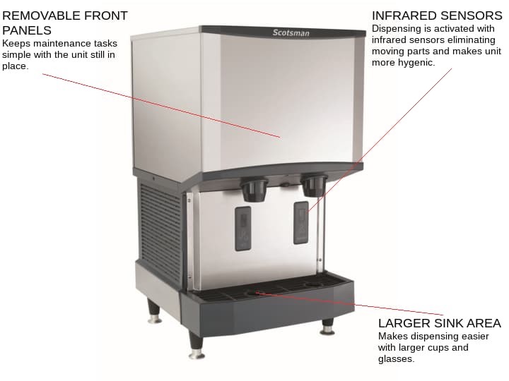 Scotsman HID525W-1    21.25 Nugget Ice Maker Dispenser, Nugget-Style - 500-600 lb/24 Hr Ice Production, Water-Cooled, 115 Volts