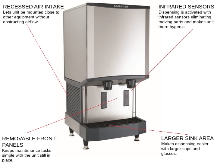 Scotsman HID540A-1    21.25 Nugget Ice Maker Dispenser, Nugget-Style - 500-600 lb/24 Hr Ice Production, Air-Cooled, 115 Volts