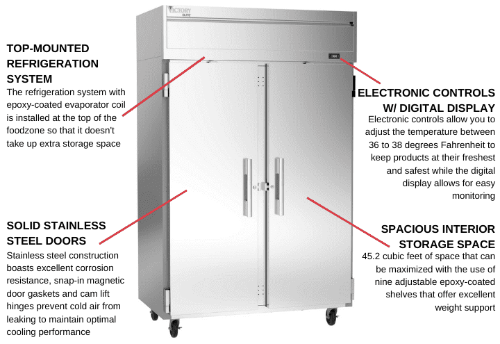 Victory Refrigeration VERSA-2D-SD-HC 52.00'' 46.88 cu. ft. Top Mounted 2 Section Solid Door Reach-In Refrigerator