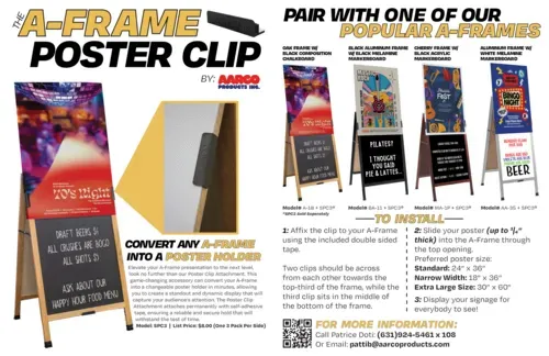 Aarco Aarco SPC3 SPC3 A-Frame Poster Clip Attachment